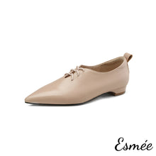 將圖片載入圖庫檢視器 Nude-Leather-Pointed-Toe-Oxford-Shoes-product-shots-white-background
