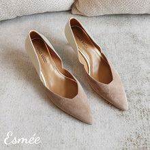 Load image into Gallery viewer, Pink-Suede-Dual-Color-High-Heels-product-shots
