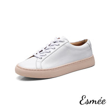 Load image into Gallery viewer, Pink-white-Leather-sneakers-product-shots-white-background
