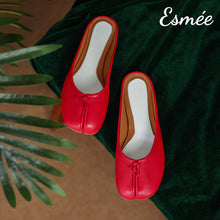 Load image into Gallery viewer, Red-Leather-Cloven-Mules-product-shots
