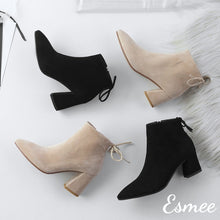 Load image into Gallery viewer, Suede-Ankle-Boots-with-Block-Heels-product-shots
