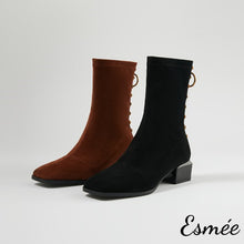 Load image into Gallery viewer, Suede-Ankle-Boots-with-Rockstud-Design-product-shots
