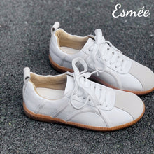 Load image into Gallery viewer, White-Leather-Sneakers-with-Suede-Toe-Cap-product-shots
