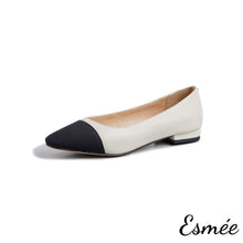 將圖片載入圖庫檢視器 White-leather-ballet-flats-with-black-toe-cap-product-shots-white-background
