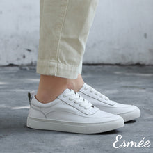 Load image into Gallery viewer, White-leather-sneakers-model-shots
