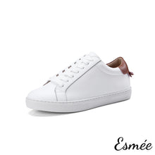 將圖片載入圖庫檢視器 Leather Sneakers with 3 Colors Heel Cap
