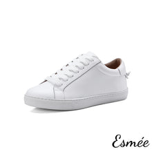 將圖片載入圖庫檢視器 Leather Sneakers with 3 Colors Heel Cap
