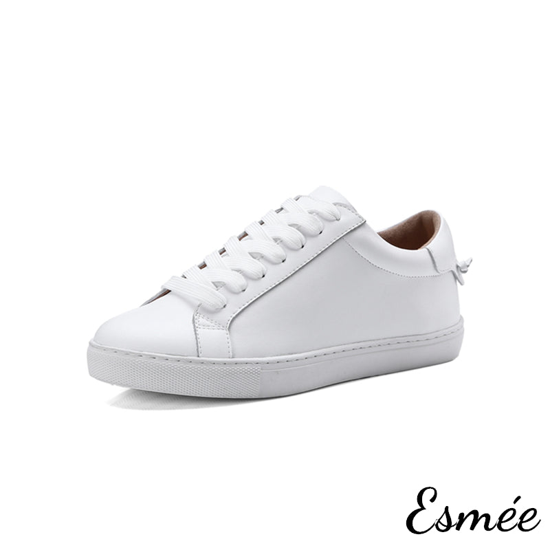 Leather Sneakers with 3 Colors Heel Cap